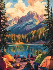 Paint by Numbers for Adults Beginner, Mountain Lake at Sunset Landscape Adult Pa