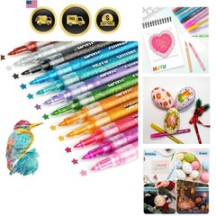 Glitter Markers Pen, 12 Glitter Colors Paint Pens Sparkly Metallic Shimmer Ac…