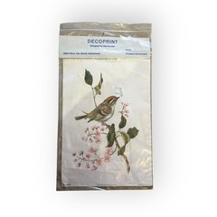 Vintage DECOPRINT D-438 Bird Pink Flowers Decoupage Sheet Stehli Bros