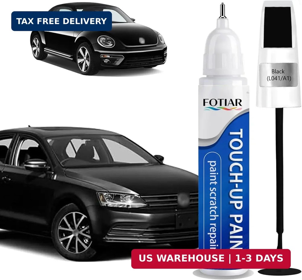 Black(L041/A1) Touch up Paint for Volkswagen-Exact Match Scratch Repair Kit 2-In