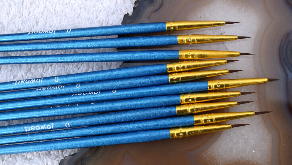 10 Pcs Pack of Nylon Fine Detail Paint Brushes #0 Wood Rod Sharp Tip Flexible