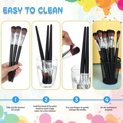 40 PCS 1 Inch Mop Brush Oval Blending Wooden Handle Acrylic Oil Crafts Art
