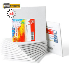 Transon 12 Pack 4×4 Inch Canvas Panel for Painting, with 4*4″ 12-PACK, White