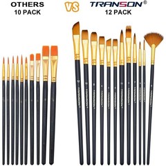 Transon Art Painting Brush Assorted Set of 12 for 12 PCS, 12 Pcs Black