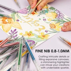 Gel Pens Metallic Glitter Retractable Smooth Non-Toxic 18 Colors Set
