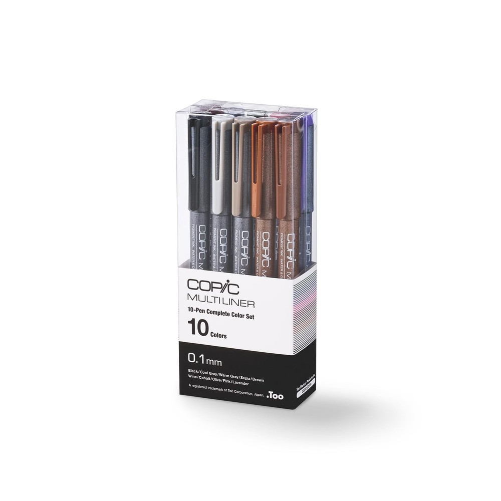 Multiliner Set, 10-Pen Complete Color Set – 0.3mm, Water-based pigment ink (a…