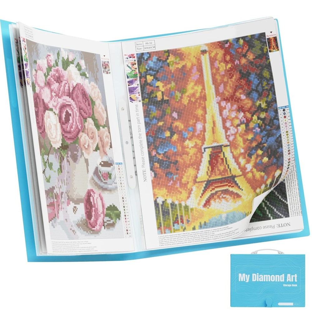 ARTDOT A2 Storage Book for Diamond Art Kits, A2:22×16.4 inches, Blue