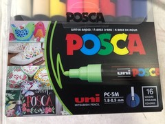 POSCA PC-5M Paint Markers Set – 16 Colors – 1.8-2.5mm Tip