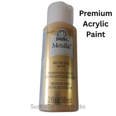 FolkArt Acrylic Craft Paint Metallic 2 oz Shimmer for Wood Canvas DIY -Pure Gold