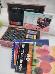 175-Piece Deluxe Wooden Art Set & Pink Storage Box Drawing Painting & Crafts New