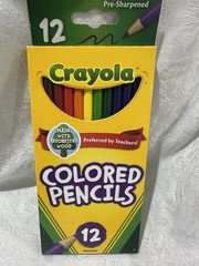 CRAYOLA COLORED PENCILS 12 COUNT PRE-SHARPENED NON-TOXIC NIB