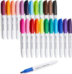 Fine Tip Permanent Markers for Office, School, and Home Use, Assorted Colors, 24