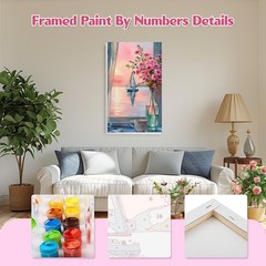 Window Flowers Paint by Numbers Kits with Frame for Adults Beginners, DIY Lan…