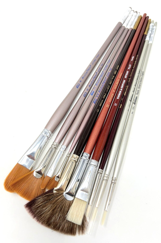 Long Handle Paint Brush Lot – 11 Brushes, Assorted Sizes, Styles, and Brands