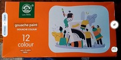 Mini travel gouache set featuring 12 tubes of paint, a small mixing palette
