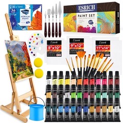 Acrylic Paint Set, 64PCS Painting Supplies with Wooden Easel, Brushes, 36 Col…