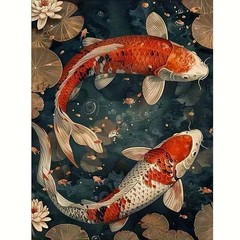 5D Diamond Painting Kits for Adults,Koi Fish Diamond Art Kits for Adults Beginne