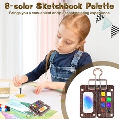 Pocket Artist Watercolor Travel Set Mini Portable Wooden Paint Palette Kits Gift