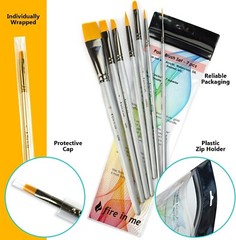 Set of 7 Art Paint Brushes for Acrylic Painting Watercolor & Oil Paints