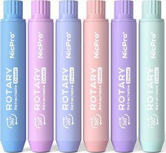 6 Pack Rotary Retractable Erasers, Soft TPE Rubber Twist Large Pencil Erasers in