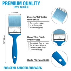 9 PCS Flat Paint Brushes 2 Inch Brush Set For Acrylic Oil Craft Walls