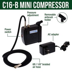 Multi-Purpose Brush Kit with Mini Compressor, Feed Airbrush & Guide Book – Po…