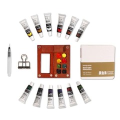 Gohgoh 8-Grid Wooden Mini Watercolor Travel Set with 12 2.3″ x 2.3″ x 0.2″