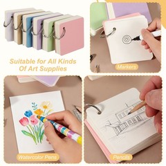 2 Pcs Watercolor Sketchbook, 3.94 x 3.94″ 55 Sheets/110 Pages 230GSM, Purple