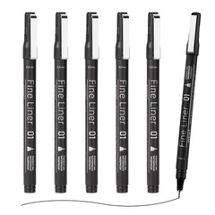 Micro Pen Black Drawing Art Pens 0.25mm Waterproof Ink Artist Supplies 6 PCS