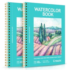 2 Pack Watercolor Paper Pad 5.5×8.5 Inch 140lb Spiral Bound Tear Line Kit