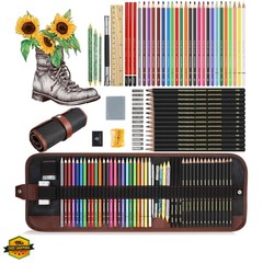 Sketching Drawing Art Pencil Kit-50 Piece Set with 24 Color Pencils for Color…