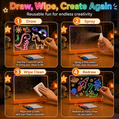 16-Inch LED Drawing Board for Kids | Light Up Doodle Board Glow Drawing Tablet |