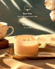 96NORTH Luxury Coconut Soy Candle | Large 3 Wick Jar 3 Jar, Light Brown