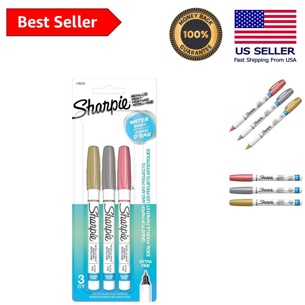 Metallic Assorted Paint Markers, 3-Pack – Perfect for Signs and Scrapbooking