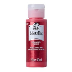 Folkart Metallic Bright Red Acrylic Paint 2 Oz Smooth Coverage Usa Made