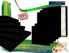 1-1/2″ Deep Black Artist Stretched Canvas. Many Sizes Bulk Discounts. USA Made