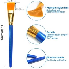 Flat Paint Brushes 20 Pcs 1 inch Big Watercolor Nylon for Oil Crafts Face