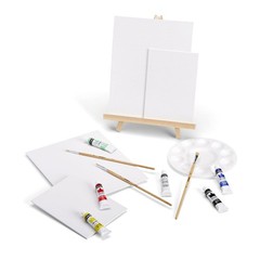15-Piece Artist Painting Set with 6 Vivid Acrylic Paint Colors, 12″ Easel, 4 …