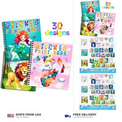 homicozy 3PCS Paint by Sticker Books for Kids Ages 4-10 – Unicorn Mermaid Ani…