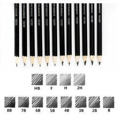 Professional 12-Set Sketch Drawing Pencils set for Kids & Adults Beginner(8B-2H)