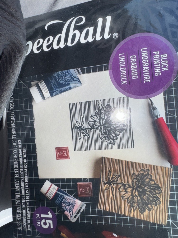 Speedball Deluxe Block Printing Kit – Includes Inks, Brayer, Bench Hook, Lino