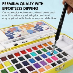 50 Colors Premium Water Color Paint Set Detail Brush Portable Travel Art Supply