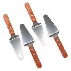 4 Pcs Stainless Steel Pizza Servers with Wooden Handle, Triangular Spade Pie