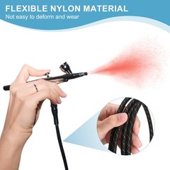 6ft Nylon Braided Air Brush Hose 1/8″On Both End and Adapter, Black/Yellow
