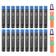 Soft Oil Pastels, 20 Pcs Cobalt Blue Oil Pastel Art Supplies with Crayon Holder