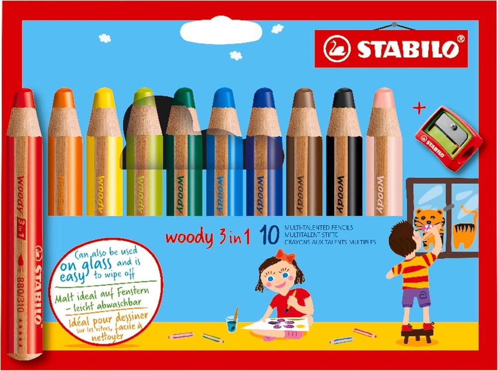STABILO Multi-Talented Pencil woody 3 in 1 Count (Pack of 1), 10 – Multicolor