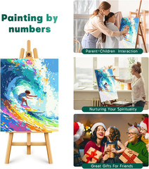 Paint by Numbers Kit for Adults Beginner & Kids Age 8-12, Colorful Easy Adult Pa