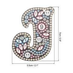 Diamond Art Keychains, 1 PCS Diamond Art Painting Letters Keychains Initial, J