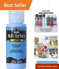 Vibrant Non-Toxic Multi-Surface Acrylic Paint – 2 oz Medium Blue, Satin Finish