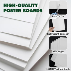 200 Pack White Poster Board,11″ X 14″ White Poster Paper Bulk,250Gsm/92Lb Hea…